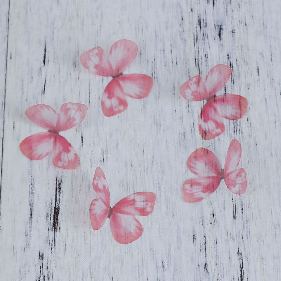 Bild von Organza DIY & Handwerk Rosa Schmetterling 30mm x 22mm, 5 Stück