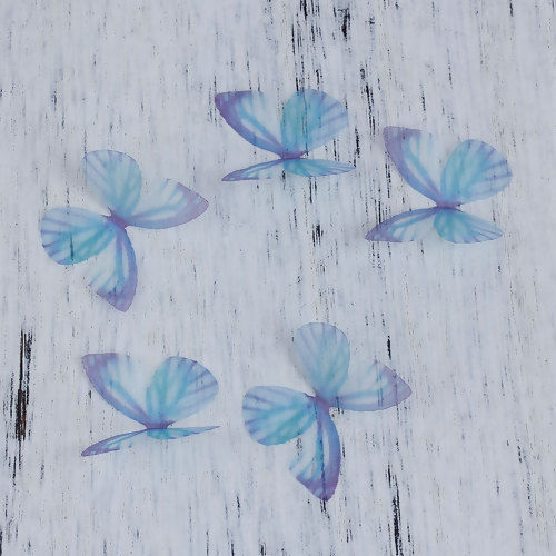 Bild von Organza DIY & Handwerk Lila & Blau Schmetterling 30mm x 25mm, 5 Stück