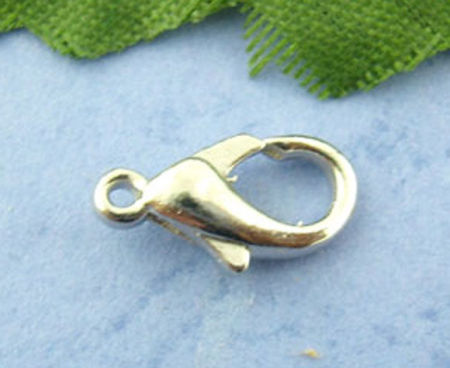 Bild von Zinklegierung Karabinerverschluss Silberfarbe 12mm x 6mm 100 Stück