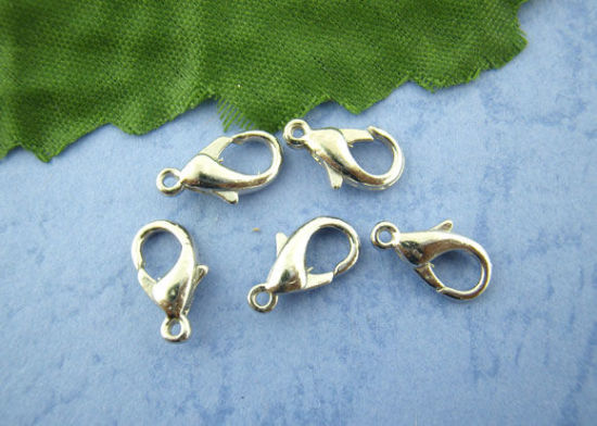 Picture of Zinc Based Alloy Lobster Clasps Silver Tone 12mm x 6mm, 100 PCs