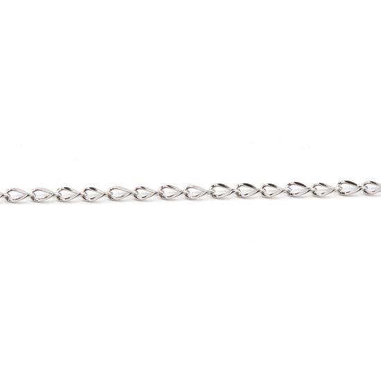 304ステンレス鋼 喜平チェーン ネックレス シルバートーン 50.5cm長さ、 チェーンサイズ: 5mm x 2.5mm、 1 本 の画像