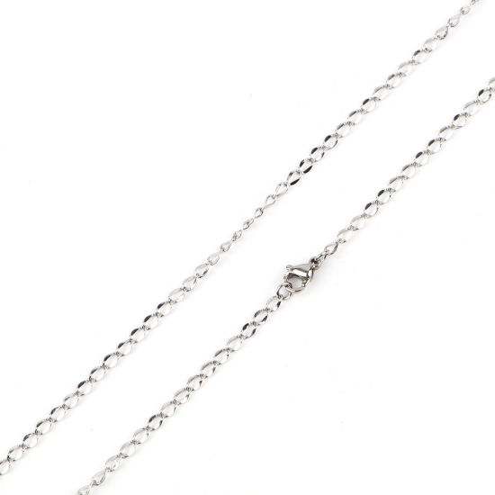 304ステンレス鋼 喜平チェーン ネックレス シルバートーン 50.5cm長さ、 チェーンサイズ: 5mm x 2.5mm、 1 本 の画像