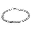 Picture of 304 Stainless Steel Lobster Clasp Link Curb Chain Bracelets Silver Tone 21cm(8 2/8") long, 1 Piece