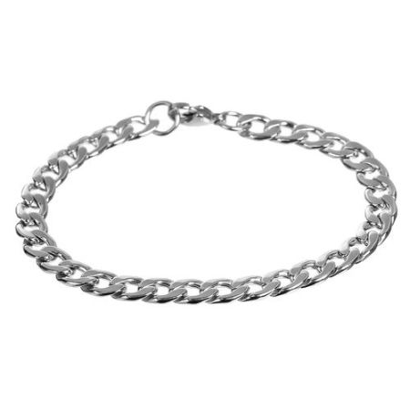 Picture of Wholesale 304 Stainless Steel Curb Link Chain Bracelets, Silver Tone Unisex Minimalist Gift Jewelry Supply, 21cm(8.3") long, Chain Size: 6mm, 1 Piece