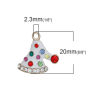 Bild von Zinklegierung Charms Weihnachten Mütze Vergoldet Bunt Strass Weiß Emaille 20mm x 20mm, 3 Stück