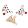 Picture of Zinc Based Alloy Charms Christmas Hats Gold Plated White Enamel Multicolor Rhinestone 20mm( 6/8") x 20mm( 6/8"), 3 PCs