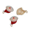 Picture of Zinc Based Alloy Charms Christmas Santa Claus Gold Plated Red Enamel Clear Rhinestone 20mm( 6/8") x 17mm( 5/8"), 3 PCs