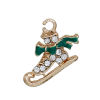 Picture of Zinc Based Alloy Charms Christmas Hats Gold Plated Red Enamel Clear Rhinestone 17mm( 5/8") x 11mm( 3/8"), 5 PCs