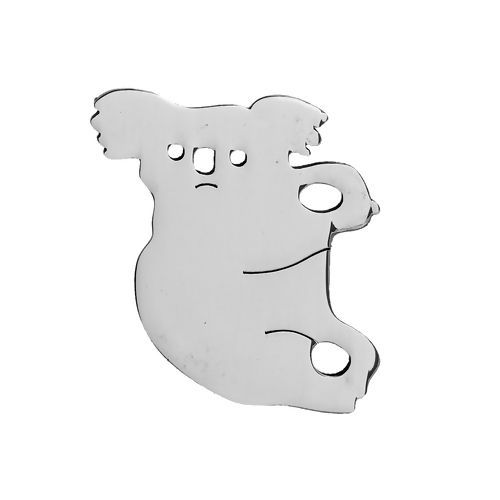 Picture of 304 Stainless Steel Pet Silhouette Charms Koala Bear Silver Tone 29mm(1 1/8") x 28mm(1 1/8"), 2 PCs