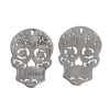 Picture of Zinc Based Alloy Charms Sugar Skull Silver Tone Hollow 29mm(1 1/8") x 20mm( 6/8"), 10 PCs