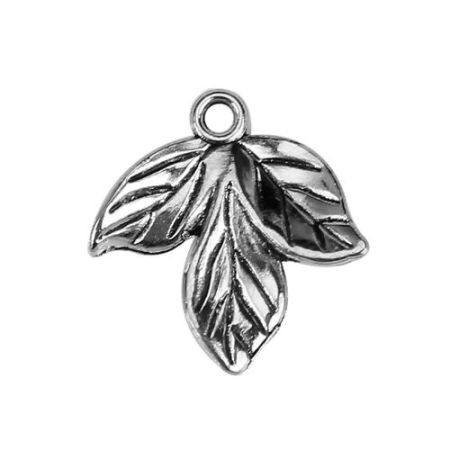 Picture of Zinc Based Alloy Charms Leaf Antique Silver Color 21mm( 7/8") x 20mm( 6/8"), 20 PCs