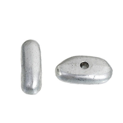 Image de Perles en Alliage de Zinc Ovale Argent Vieilli Argent Vieilli 13mm x 7mm, Taille de Trou: 1.9mm, 30 Pcs