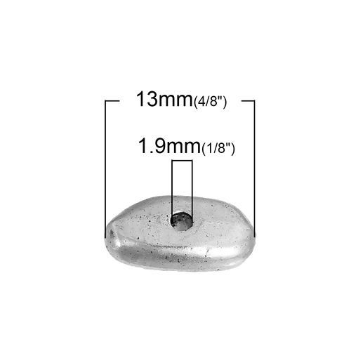 Bild von Zinklegierung Zwischenperlen Spacer Perlen Oval Antiksilber Antik Silber 13mm x 7mm, Loch:ca. 1.9mm, 30 Stück