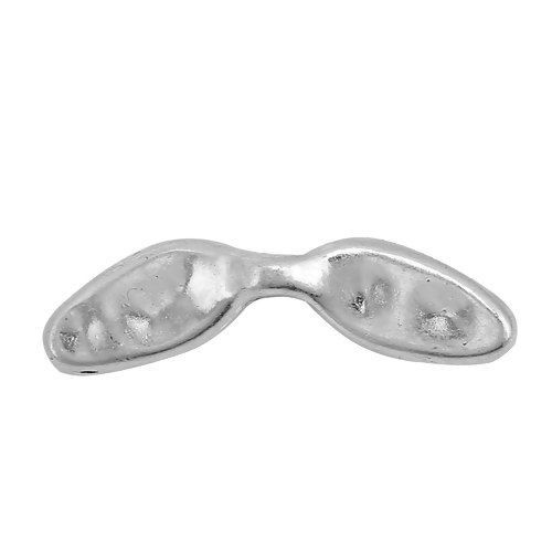 Picture of Zinc Based Alloy Hammered Spacer Beads Wing Antique Silver Color 29mm x 8mm, Hole: Approx 3mm, 20 PCs