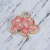 Picture of Zinc Based Alloy Charms Elephant Animal Gold Plated Red Imitation Opal 17mm( 5/8") x 15mm( 5/8"), 5 PCs