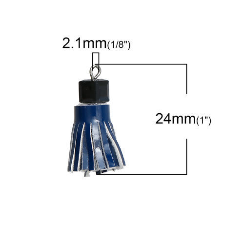 Immagine di PU & Acrilico Sfaccettato Ciondoli Nappine Nero Blu Scuro Circa 24mm x 7mm, 5 Pz