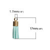 Picture of Velvet Faux Suede Tassel Pendants Gold Plated Mint Green About 17mm( 5/8") long, 10 PCs