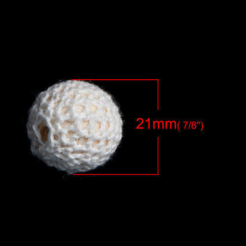 Image de Perle Crochet en Bois Naturel Rond Crème 21mm Dia, Taille de Trou 4.3mm, 2 Pcs