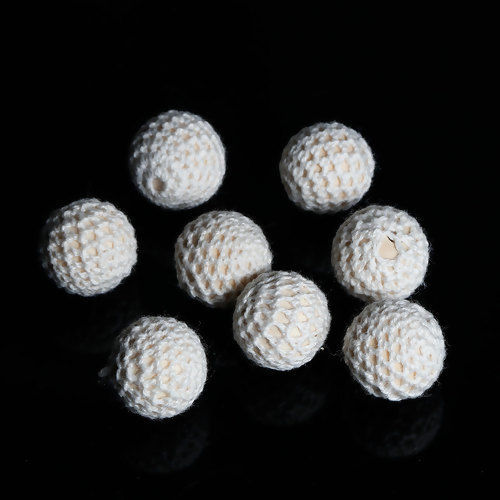 Image de Perle Crochet en Bois Naturel Rond Crème 21mm Dia, Taille de Trou 4.3mm, 2 Pcs