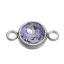 Immagine di 304 Acciaio Inossidabile Giugno Pietre Nascita Connettore Accessori Tondo Tono Argento Viola Strass 18mm x 10mm, 2 Pz