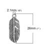 Picture of Zinc Based Alloy Charms Feather Antique Silver Color 26mm(1") x 9mm( 3/8"), 50 PCs