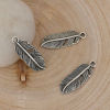 Picture of Zinc Based Alloy Charms Feather Antique Silver Color 26mm(1") x 9mm( 3/8"), 50 PCs