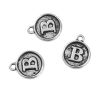 Picture of Zinc Based Alloy Charms Round Antique Silver Color Initial Alphabet/ Letter " B " 14mm( 4/8") x 12mm( 4/8"), 10 PCs