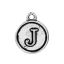 Imagen de Zamak Colgantes Charms Ronda Plata Antigua Letras " J " 14mm x 12mm, 10 Unidades