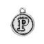 Imagen de Zamak Colgantes Charms Ronda Plata Antigua Letras " P " 14mm x 12mm, 10 Unidades