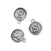 Picture of Zinc Based Alloy Charms Round Disc Antique Silver Color Initial Alphabet/ Letter " S " 14mm( 4/8") x 12mm( 4/8"), 10 PCs