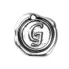 Picture of Zinc Based Alloy Wax Seal Charms Irregular Antique Silver Color Initial Alphabet/ Letter " G " 18mm( 6/8") x 18mm( 6/8"), 10 PCs