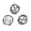 Picture of Zinc Based Alloy Wax Seal Charms Irregular Antique Silver Color Initial Alphabet/ Letter " X " 18mm( 6/8") x 18mm( 6/8"), 10 PCs