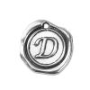 Picture of Zinc Based Alloy Wax Seal Charms Irregular Antique Silver Color Initial Alphabet/ Letter " D " 18mm( 6/8") x 18mm( 6/8"), 10 PCs