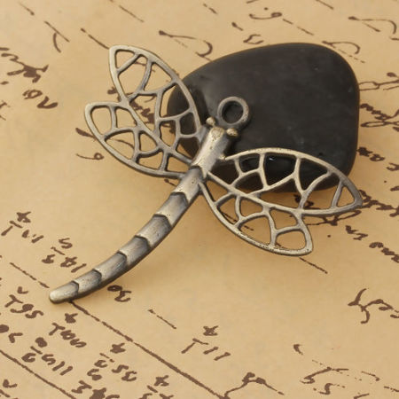 Image de Pendentif en Alliage de Zinc Libellule Creux Bronze Antique 66mm x 59mm, 1 Pièce