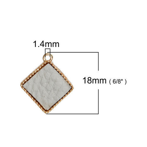 Immagine di PU Charms Geometrica Oro Placcato Grigio Rombo 18mm x 16mm , 10 Pz