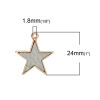 Picture of PU Leather Charms Geometric Gold Plated Gray Pentagram Star 24mm(1") x 21mm( 7/8"), 5 PCs