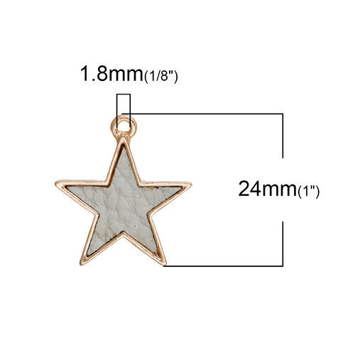 Image de Breloque en PU Gris Géométrique Pentacle Doré 24mm x 21mm, 5 Pcs