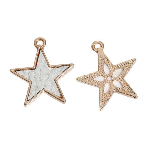 Image de Breloque en PU Gris Géométrique Pentacle Doré 24mm x 21mm, 5 Pcs