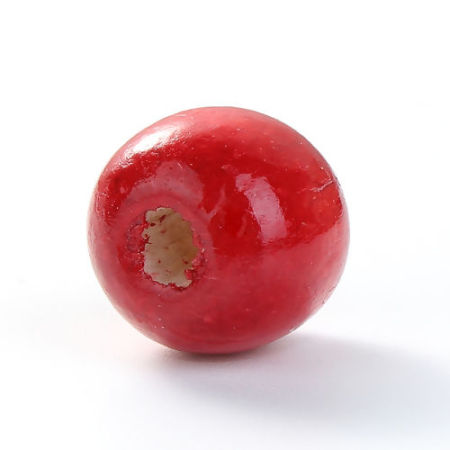 Natural Hinoki Wood Spacer Beads Round Red About 14mm Dia, Hole: Approx 4mm - 3mm, 200 PCs