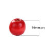 Picture of Hinoki Wood Spacer Beads Round Red About 14mm Dia, Hole: Approx 4mm - 3mm, 200 PCs