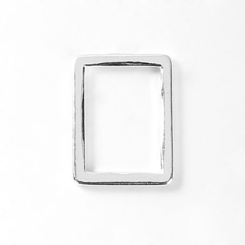 Bild von Zinklegierung Verbinder Rechteck Versilbert Hohl 15mm x 11mm 30 Stück