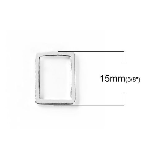 Bild von Zinklegierung Verbinder Rechteck Versilbert Hohl 15mm x 11mm 30 Stück