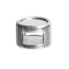 Picture of Zinc Based Alloy Slide Beads Flat Round Silver Plated Cabochon Settings (Fits 8mm Dia.) About 10mm Dia, Hole:Approx 4.8mm x 3.2mm (Fits 4.5mm x3mm Cord), 10 PCs