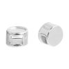 Picture of Zinc Based Alloy Slide Beads Flat Round Silver Plated Cabochon Settings (Fits 8mm Dia.) About 10mm Dia, Hole:Approx 4.8mm x 3.2mm (Fits 4.5mm x3mm Cord), 10 PCs