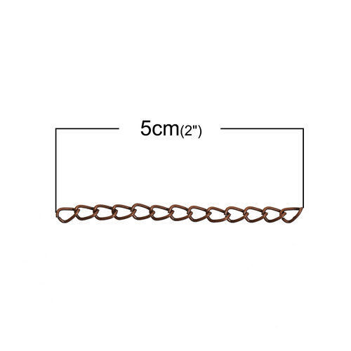 Bild von Eisenlegierung Verlängerungskette für Halskette oder Armband Rotkupferfarbe 5cm lang 5.4mm x 3.7mm 200 Strange