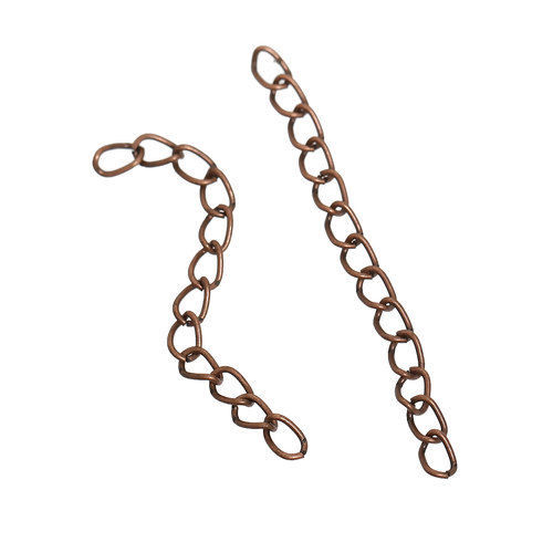 Bild von Eisenlegierung Verlängerungskette für Halskette oder Armband Rotkupferfarbe 5cm lang 5.4mm x 3.7mm 200 Strange