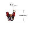 Picture of Zinc Based Alloy Charms Dog Animal Gold Plated Multicolor Enamel 19mm( 6/8") x 16mm( 5/8"), 10 PCs