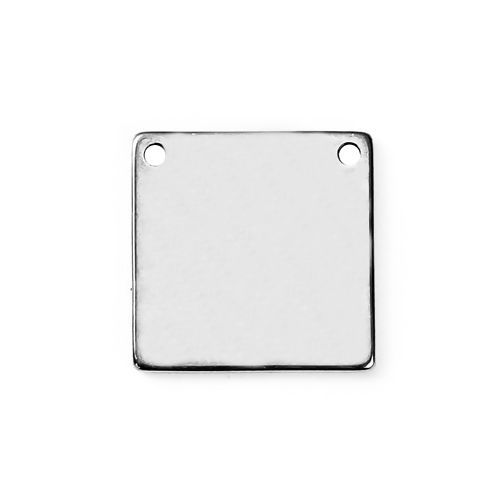 Picture of 304 Stainless Steel Blank Stamping Tags Connectors Charms Pendants Square Silver Tone Roller Burnishing 15mm x 15mm, 5 PCs