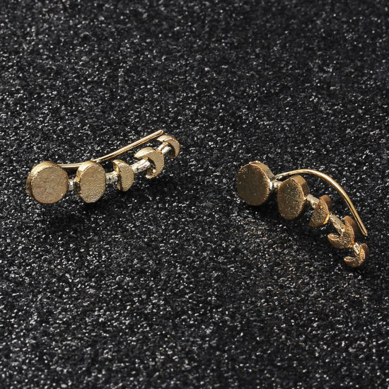 Picture of Ear Climbers/ Ear Crawlers Gold Plated Phases Of The Moon 23mm( 7/8") x 7mm( 2/8"), Post/ Wire Size: (21 gauge), 1 Pair