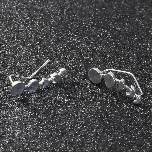 Picture of Ear Climbers/ Ear Crawlers Silver Plated Moon Phases 23mm( 7/8") x 7mm( 2/8"), Post/ Wire Size: (21 gauge), 1 Pair